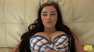 Horny Brunette Interviewed, Eats Pussy, Fucked With Dildo