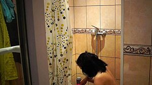 Hidden shower cam captures girlfriend's solo Russian bathing fetish