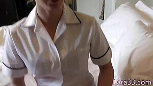 That UK mature nurse is riding the patient in stockings.