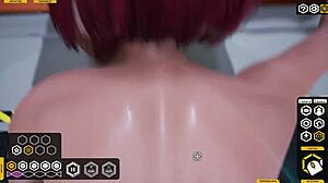 POV brunette babe in orange dress gets worn out