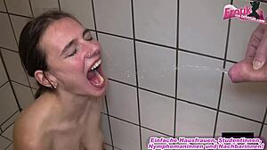 German Teen 18+ Swallows Cum and Piss at Swinger Club