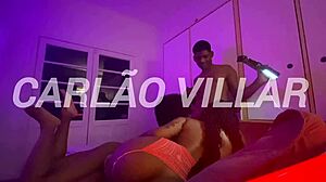 Brazilian wife invites curly friend for group fucking with ball licking