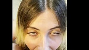 18-year-old blonde gives a great POV blowjob to her stepfather