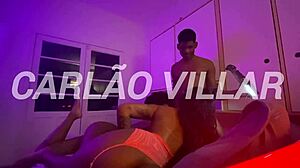 Brazilian wife invites curly friend for group fucking with ball licking