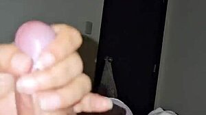 Total relaxation as she jerks my huge cock despite exhaustion