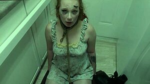 Redhead submissive Siren enthusiastically eats cum from boot in messy domination scene 😈