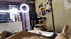 Aimee MILF sucks cocks in group scene.