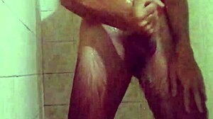 Bathroom Compilation: Skinny Amateur Cums Twice While Bathing, Cum Dripping Down Legs