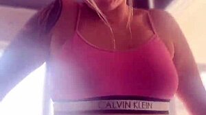 Feeling incredibly aroused after gym session with anal plug, ready for intense penetration at home