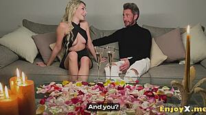 Tory's boyfriend enjoys her shaved pussy blowjob and ass licking, ending with jizz swallowing