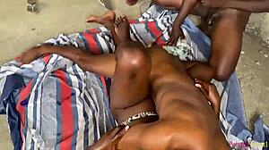 Pounding on her pussy outside our building yard.