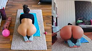 Intense Dual Cam Naked Yoga Session With ASS Worshiping
