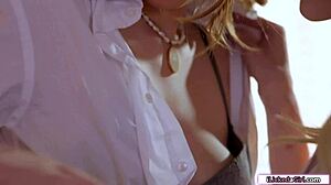 Blonde teen gets her classmate’s beaver licked and fingered