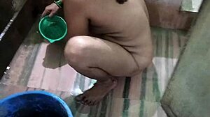 A romantic scene of a Bengali housewife giving a blowjob