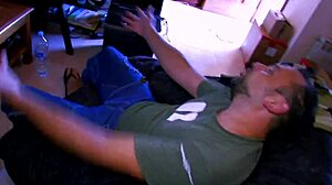 Shaved pussy MILF gets intense kitchen fucking