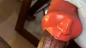 stocking-clad deep throating sextoy like a slave till nasty