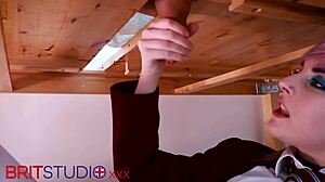 massive cumshot at student milking table, oops!