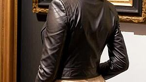 Want art lessons with upskirt instructions in leather? This brunette student is ready!