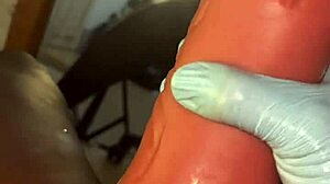 stocking-clad deep throating sextoy like a slave till nasty