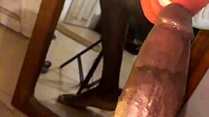 stocking-clad deep throating sextoy like a slave till nasty