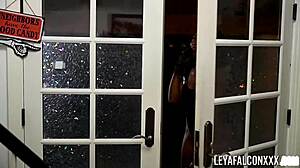 Wow! Deviant Blonde Leya Falcon Toys Mocha Pussy at Party!