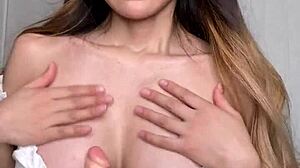 Raelilblack Titty Fucks Dildo with Big Black Tits