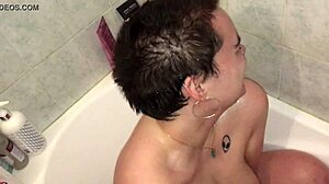 Luna surprised by furiousmud pissing on her tattooed body