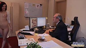 young secretary spreads legs for boss in office, then sucks him off perfectly