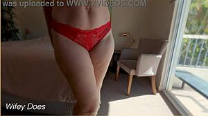 Wifey teases with various panties in homemade voyeur session
