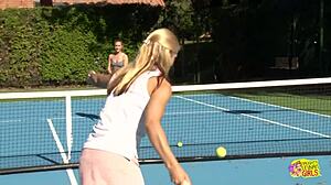 Two Lesbian Friends Get Turned On Swimming In Pool And Bang Outdoors