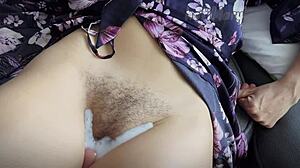 Hey, watch this big dick tease and pound hairy milf pussy to cumshot!