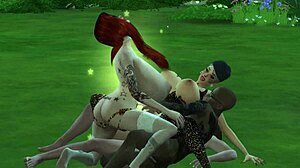 Sims 4 chaos, Mortimer and Duncan bang whore Sabri with Mercedes joining