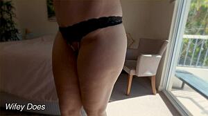 Wifey teases with various panties in homemade voyeur session