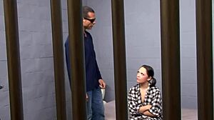 Intense anal sex in a prison environment with moans of pleasure