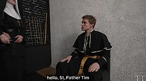 A priest grants forgiveness to a sexually liberated cosplayer