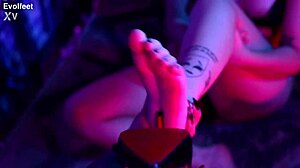 Big tits and hot feet in a bisexual lesbian scene