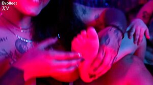 Big tits and hot feet in a bisexual lesbian scene