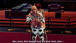 honey select fat futanari in cow costume gets pounded with facial