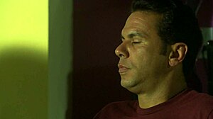 Sarah Blake, in stockings on the bed, gets her asshole fucked and big tits covered in cum