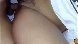 Beautiful skinny amateur couple in action in the bedroom