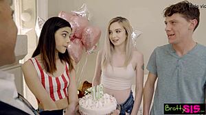 Turning 18, Petite Blonde Gets Stepbrother's Cock with BFF in Wild S9 E8