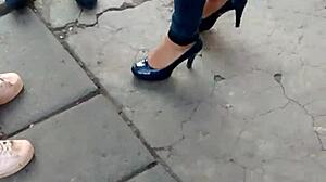 Beautiful princess in slippers and heels looking stunning