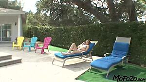 Damn! Amateur Small Tits Girl Gets Cum on Pussy at Mofozo!