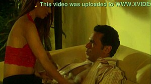 Sarah Blake, in stockings on the bed, gets her asshole fucked and big tits covered in cum