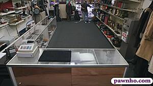 Pawn keeper nails customer's wife in back office hard