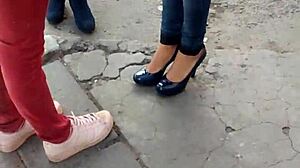 Beautiful princess in slippers and heels looking stunning