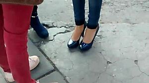 Beautiful princess in slippers and heels looking stunning