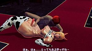 ハニーセレクトのデブふたなり牛コスでハメ倒し顔射