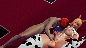 honey select fat futanari in cow costume gets pounded with facial