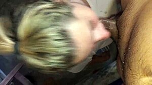 Blonde Friend Swallows Deep and Sloppy